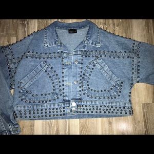 Women studded denim jacket